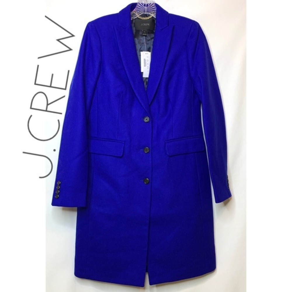 NWT J. Crew blue wool Parke topcoat coat 2 2T XS